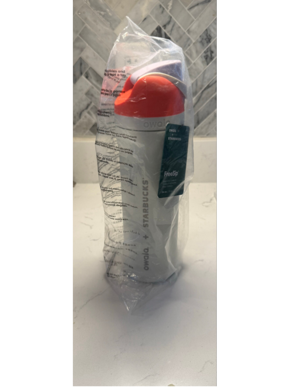 Pumpkin Spice Owala x Starbucks FreeSip Water Bottle One Size White and Orange